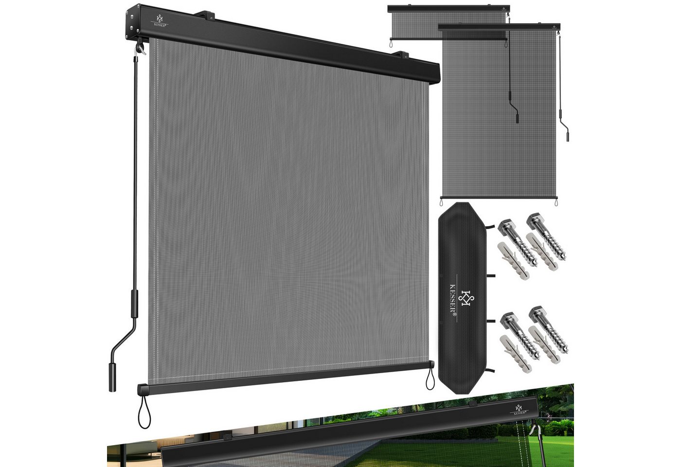 Kesser® Senkrechtmarkise, Mit Handkurbel - 160 X 250 Cm, Transparent / Anthrazit Bild 4