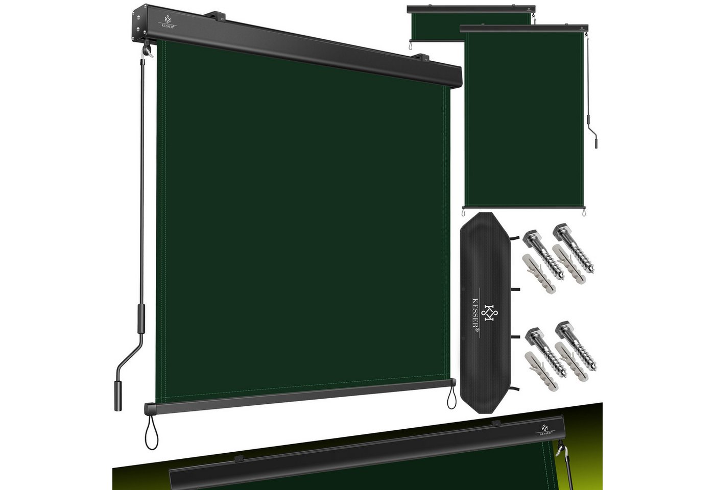 Kesser® Senkrechtmarkise, Mit Handkurbel - Dunkelgrün, 180 X 250 Cm Bild 4