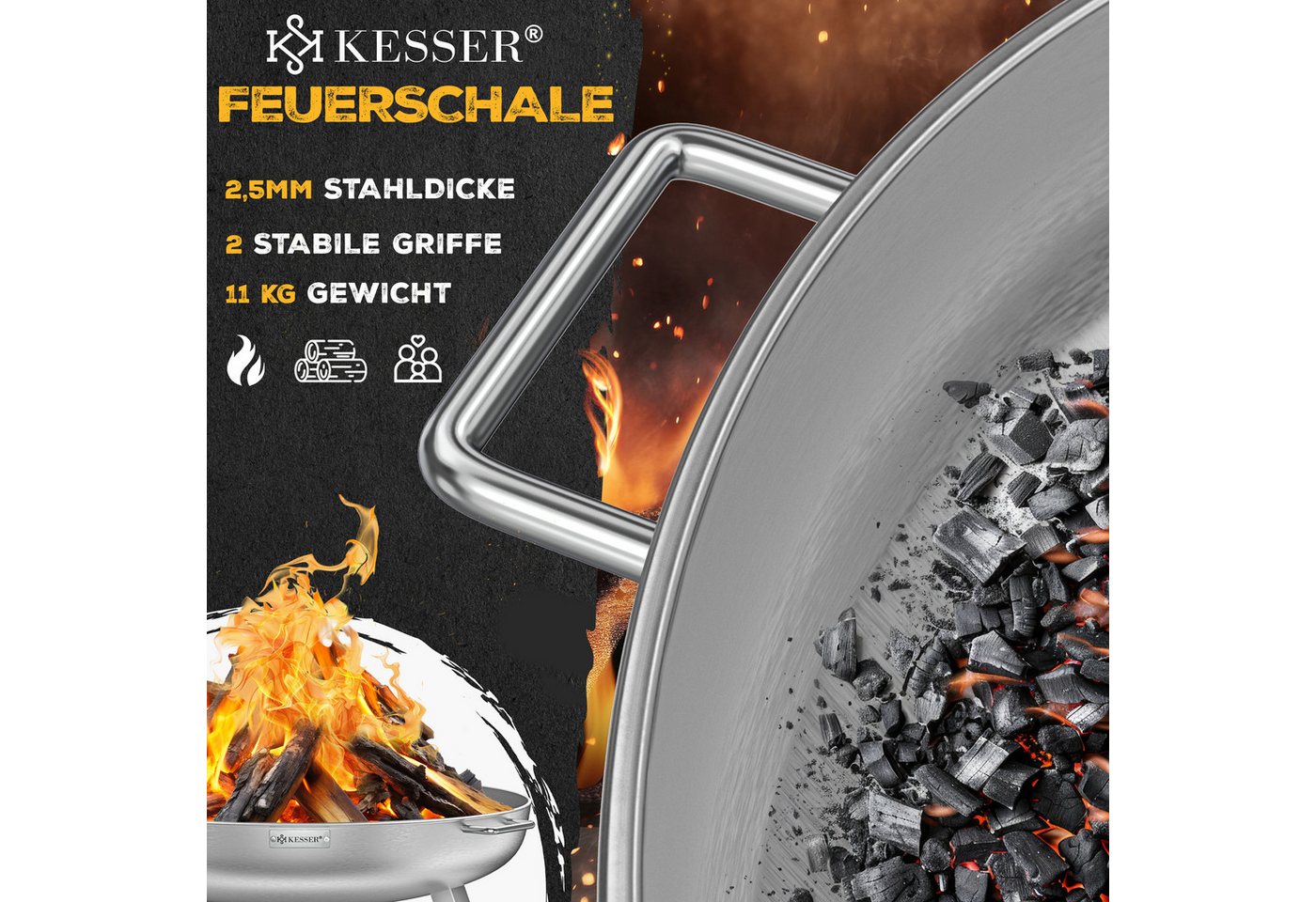 Kesser® Feuerschale Ø 60-80 Cm, 2,5 Mm Stahl - Feuerhaken, Legierter Stahl Bild 3