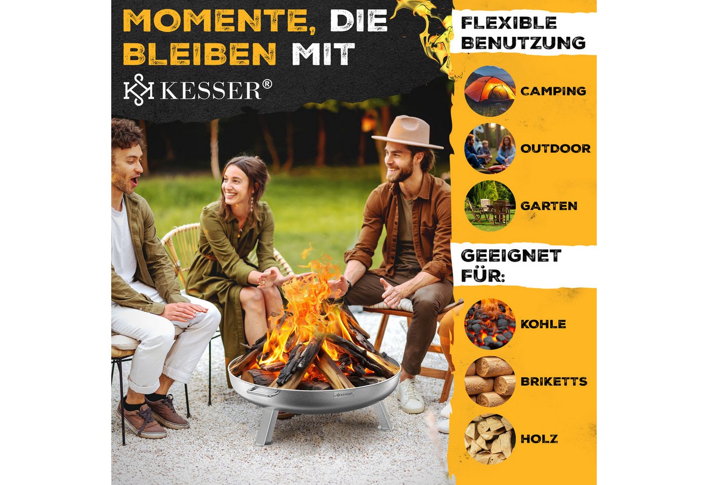 Kesser® Feuerschale Ø 60-80 Cm, 2,5 Mm Stahl - Feuerhaken, Legierter Stahl Bild 4