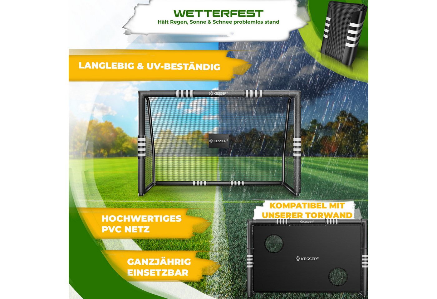 Kesser® Fußballtor Für Garten, 180-300 Cm - Schwarz, 180 Cm, Ohne Torwand