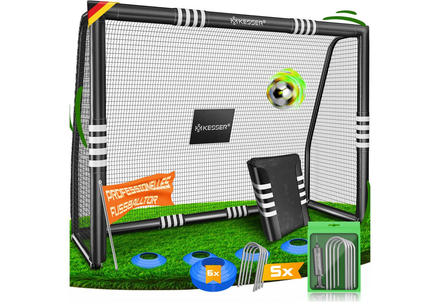 Kesser® Fußballtor Für Garten, 180-300 Cm - Schwarz, 180 Cm, Ohne Torwand Bild 2