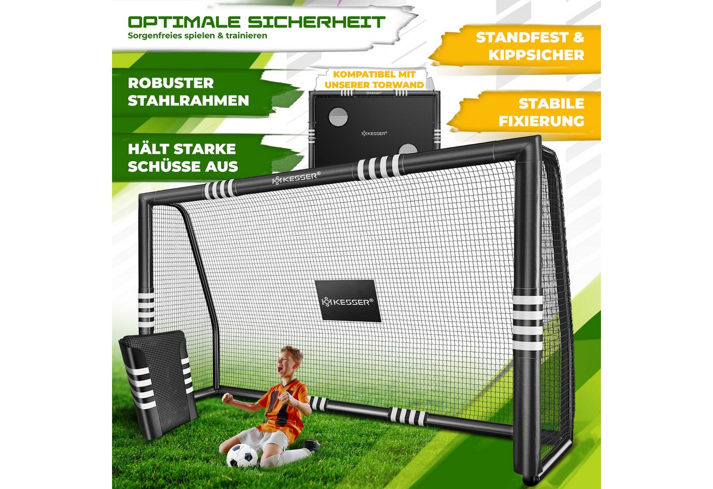 Kesser® Fußballtor Für Garten, 180-300 Cm - Schwarz, 180 Cm, Ohne Torwand Bild 5
