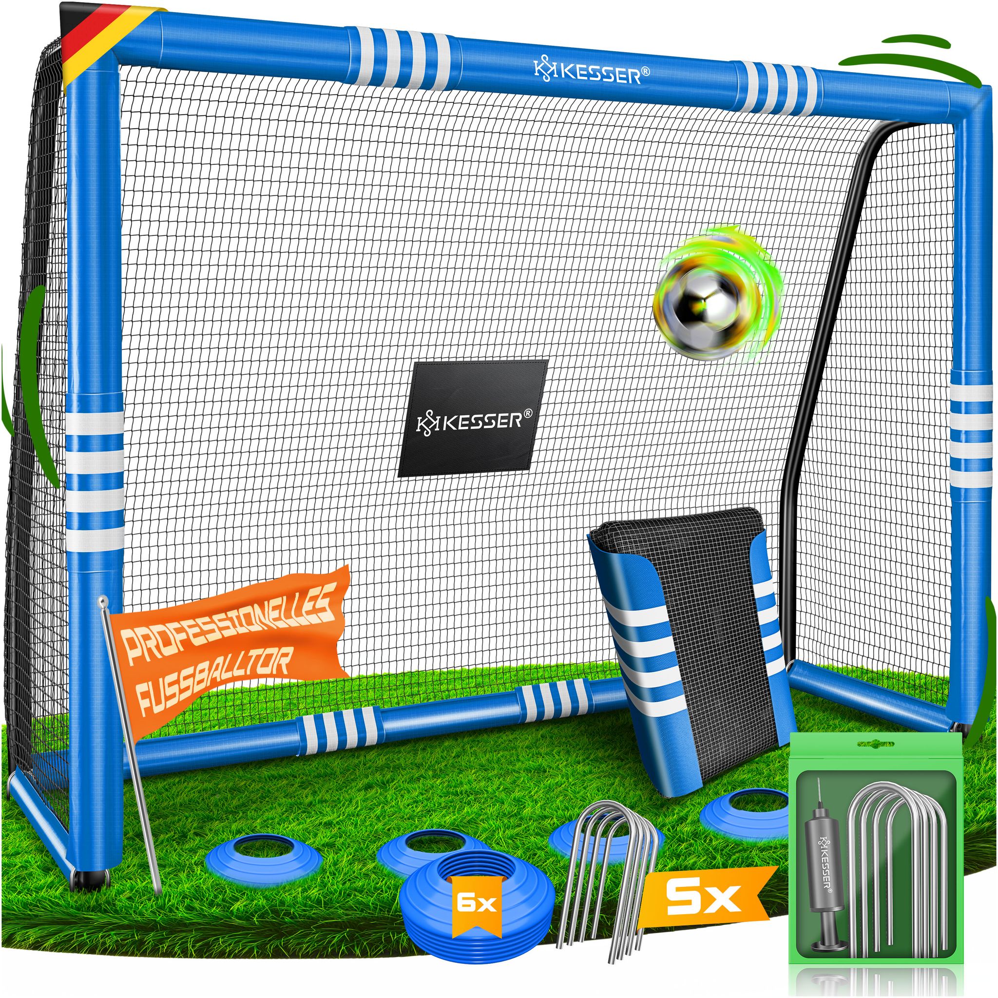 Kesser® Fußballtor Für Garten, 180-300 Cm - Blau, 180 Cm, Ohne Torwand