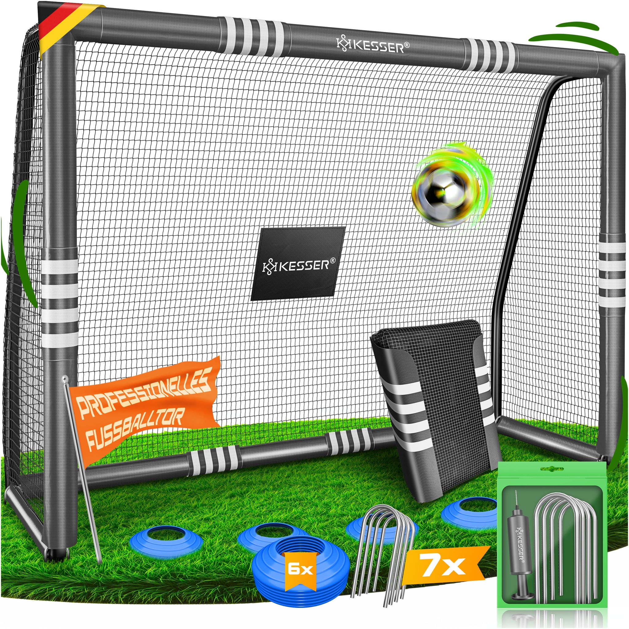 Kesser® Fußballtor Für Garten, 180-300 Cm - Anthrazit, 300 Cm, Ohne Torwand