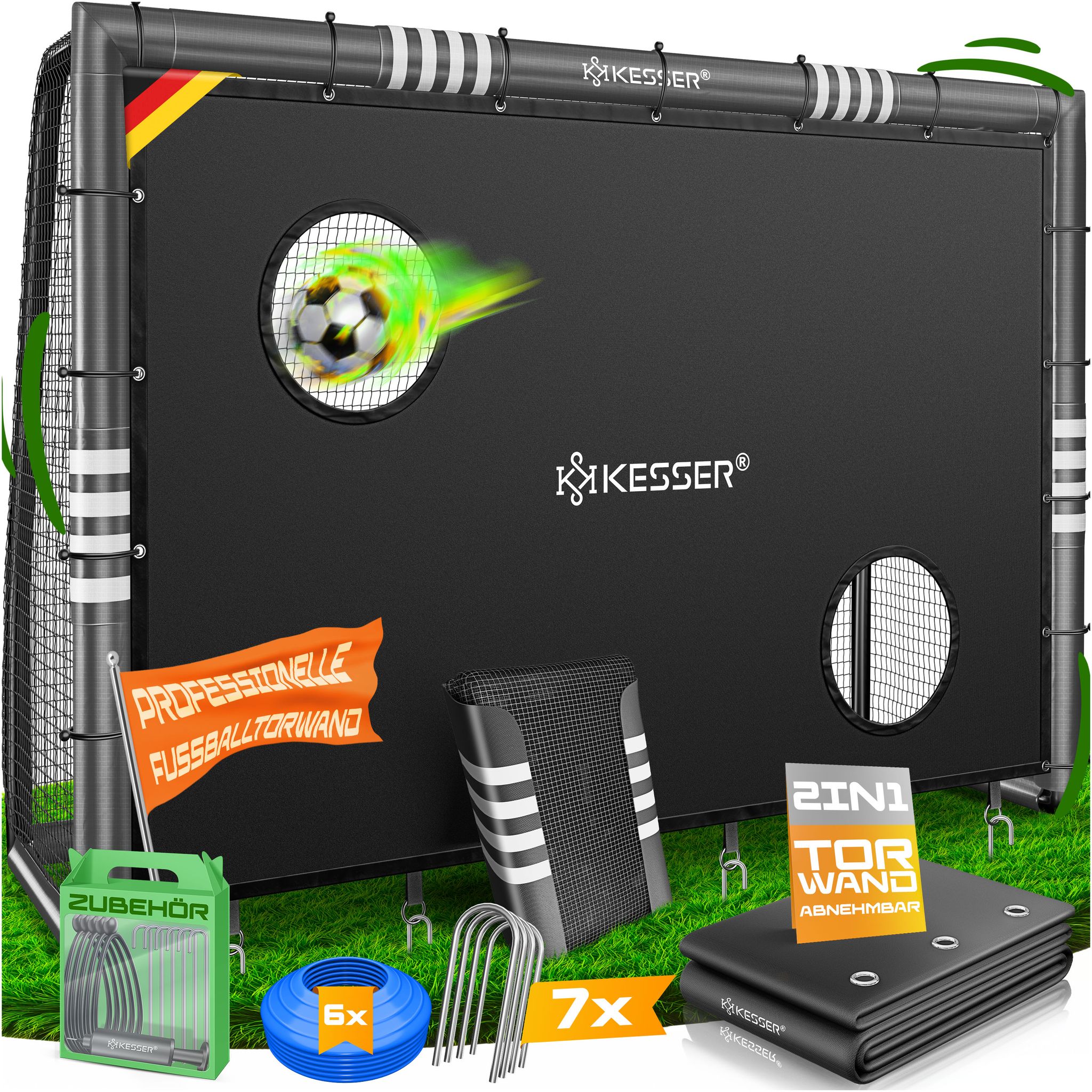 Kesser® Fußballtor Für Garten, 180-300 Cm - Anthrazit, 300 Cm, Mit Torwand