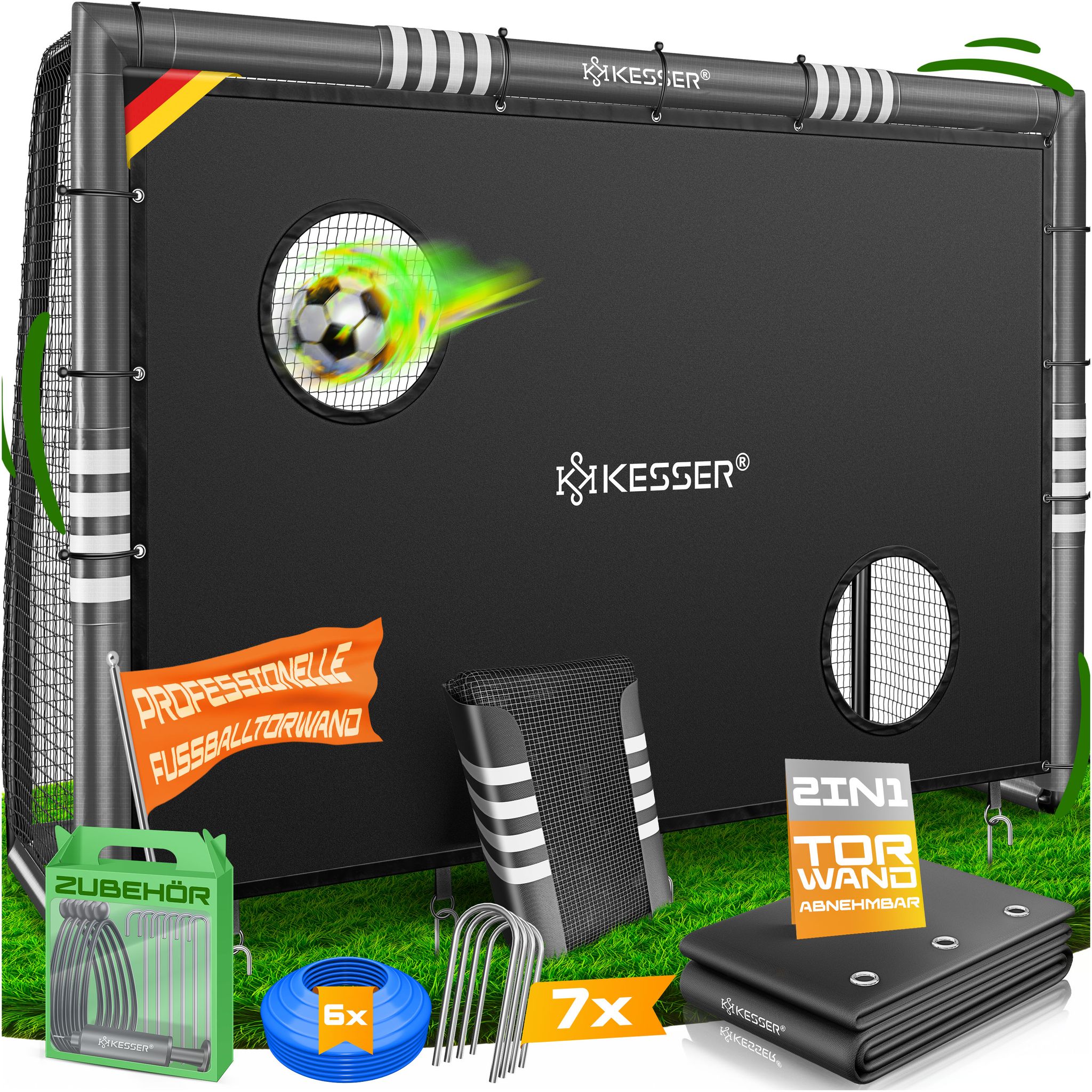 Kesser® Fußballtor Für Garten, 180-300 Cm - Anthrazit, 240 Cm, Mit Torwand