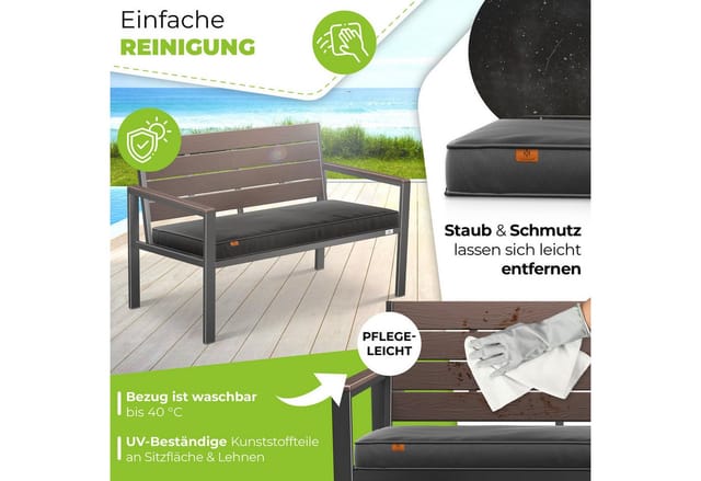 Kesser® Gartenbank Mit Kissen, 2-sitzer, Bis 300 Kg - Coffee / Anthrazit