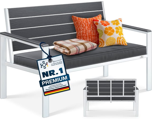 Kesser® Gartenbank Mit Kissen, 2-sitzer, Bis 300 Kg - Anthrazit / Weiß