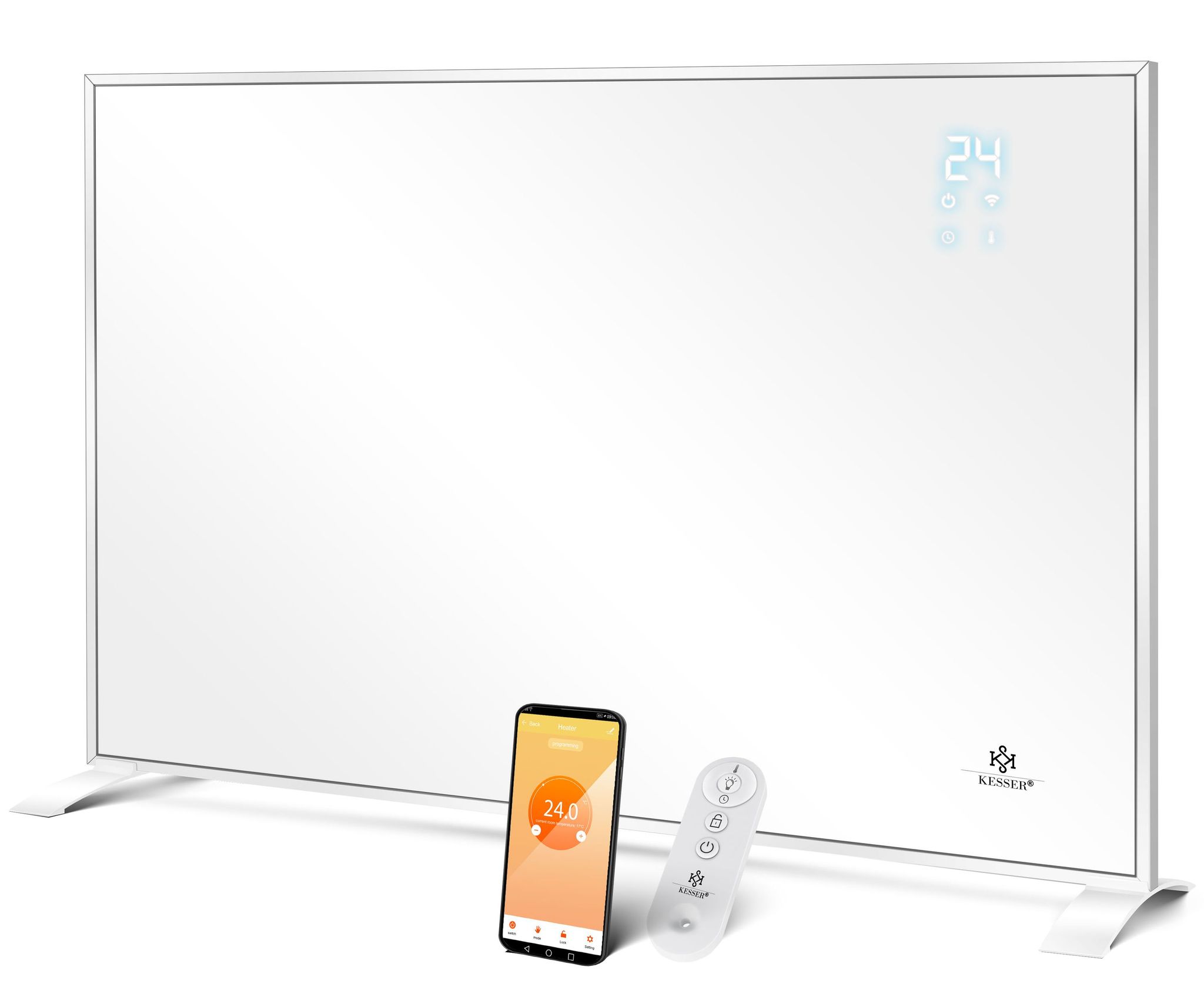 Kesser® Infrarotheizung, Standgerät & Wandmontage, App, Thermostat - 540 W, Weiß