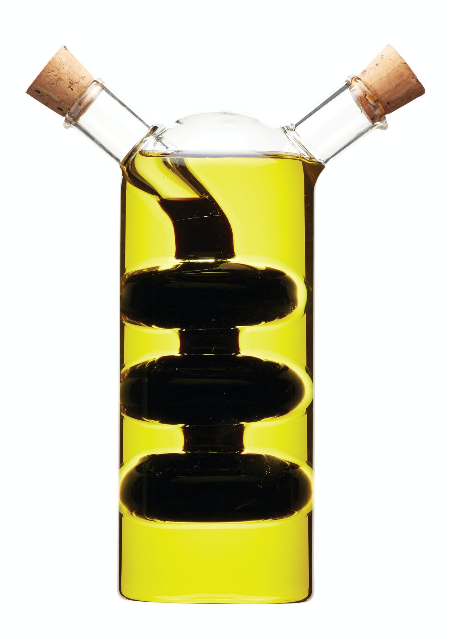 Kitchencraft World Of Flavours Dispenser De Öl Und Essig De Glas, 2 In 1 Flasche Für Öl Und Essig, Flasche In Kruke Mit Korkstopfen De Kork, Kaskadendesign, 100 + 300 Ml
