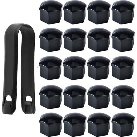Hohe Bolzenmutternabdeckungen 17 Mm, Sechskant-schutzkappen Für Radmuttern, Mit Demontagewerkzeug (20er-packung, Schwarz)