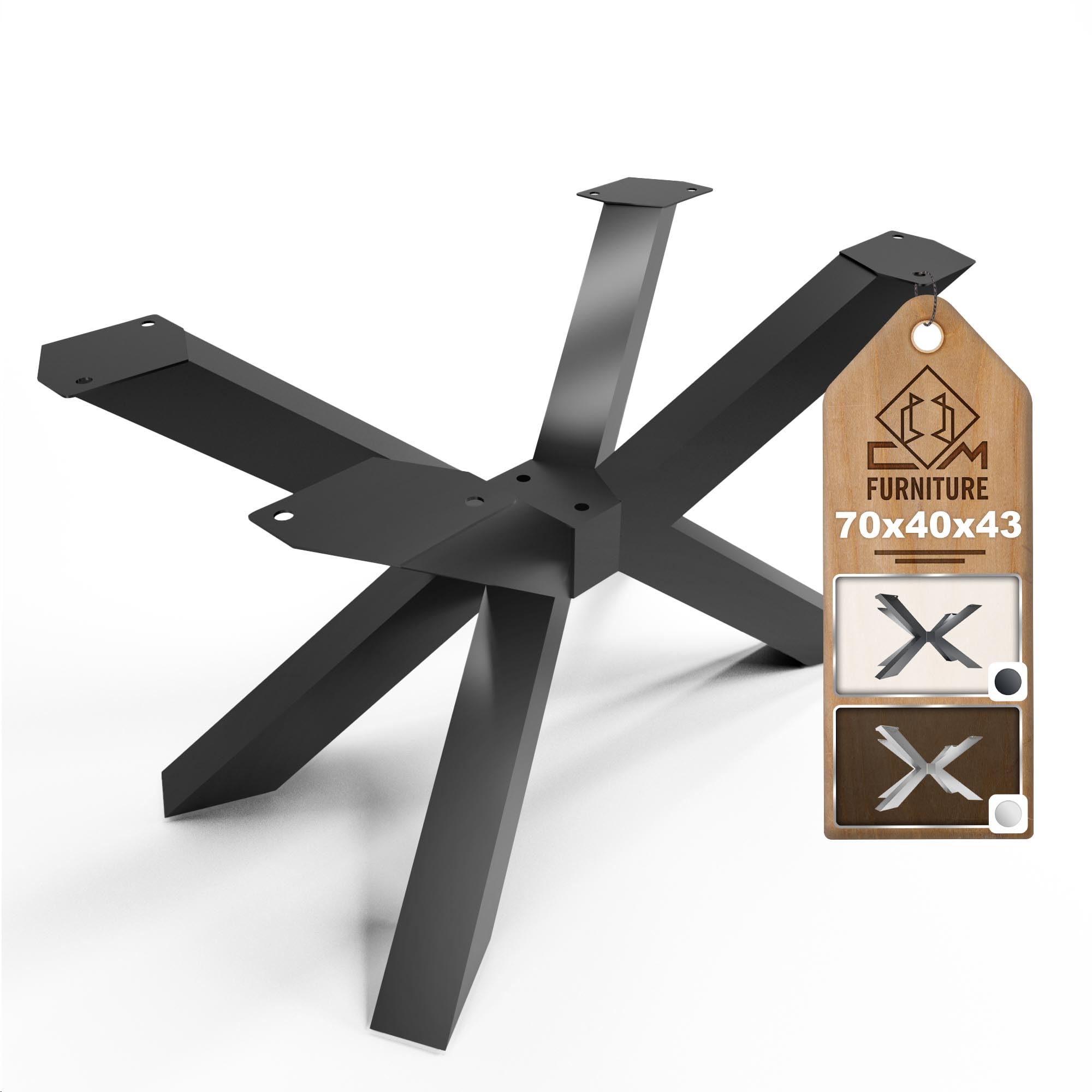 Cm Furniture Spider Tischbeine – Schwarz – Höhe 43 Cm – Couchtischbeine – Stahlgestell – H 43 X B 40 X L 70 Cm – Esstischbeine, Einfache Montage Durch Eine Person