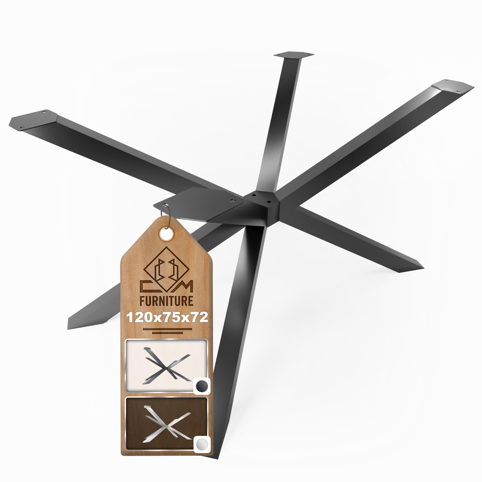 Cm Furniture Spider Tischbeine – Schwarz – Höhe 72 Cm – Couchtischbeine – Stahlgestell – H 72 X B 75 X L 120 Cm – Esstischbeine, Einfache Montage Durch Eine Person