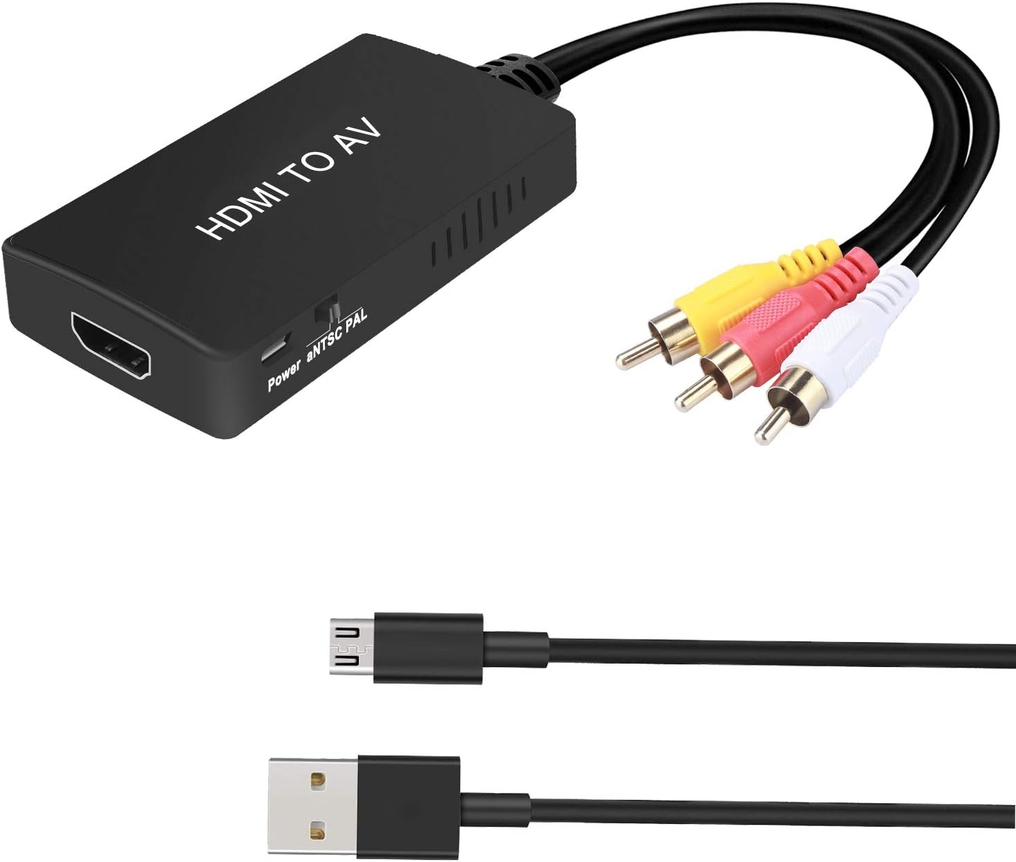 Hdmi Zu Av 3xrca Cvbs Composite-videoadapter Mit Audio, Bis Zu 1080p Auflösung, 1 Meter Schwarz.