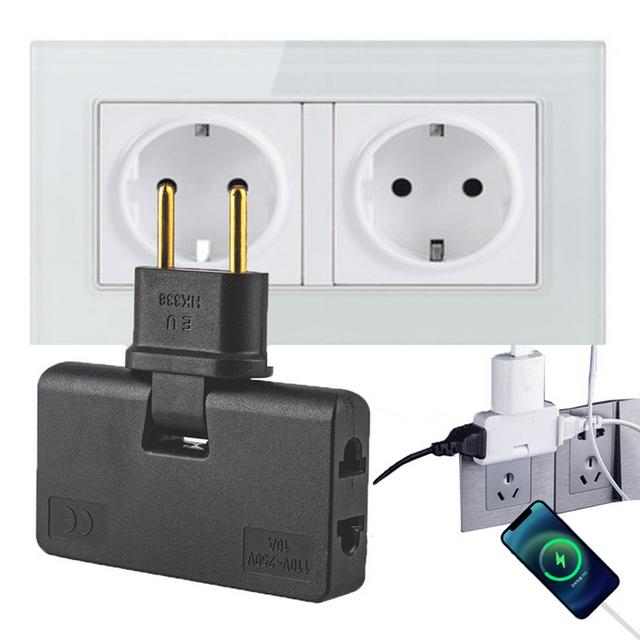 Drehbarer Europäischer Standardsteckeradapter 3-in-1 180-grad-verlängerungsstecker Schwarz M