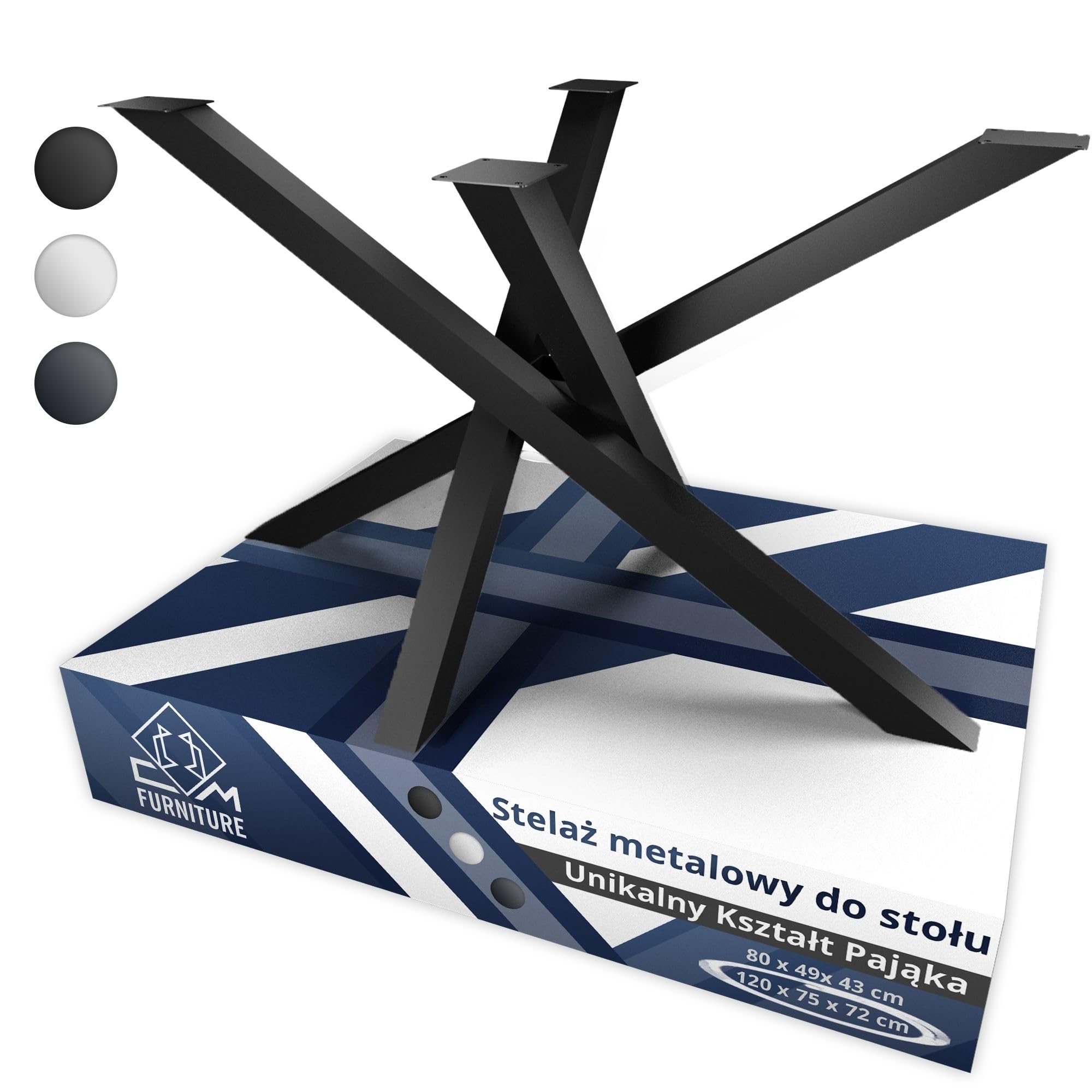 Cm Furniture Tischbeine „black Spider“ Aus Metall – Höhe 72 Cm, X-förmiges Gestell – 72 X 75 X 120 Cm – Loft-konferenztisch, Montage Durch Eine Person