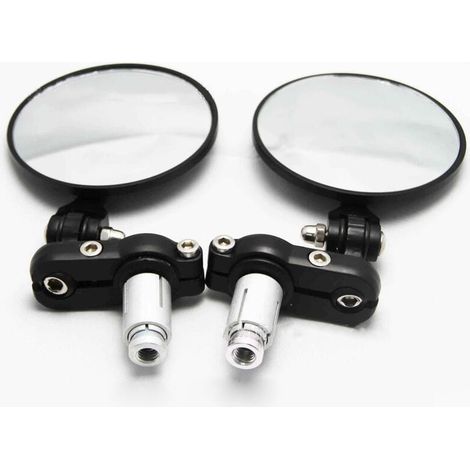 Schwarzer Runder Motorrad-seitenspiegel 7/8" 20 Mm Lenkerendenspiegel Für Cruiser, Roller Und Chopper