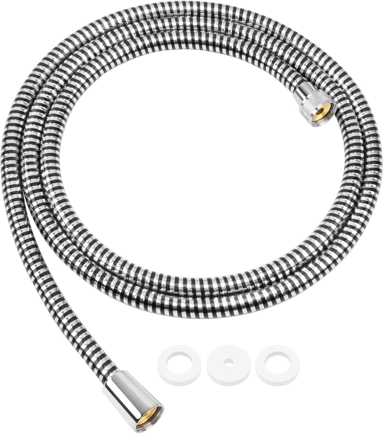 Duschschlauch Aus Pvc, 2 M, Verdrehsicher, Fevone G 1/2" Schwarz, Qzv