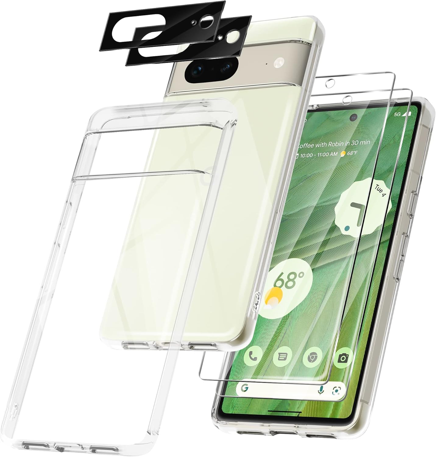 Google Pixel 7 Rückseitenschutzhülle + 2x Schutzglas Und 2 Newzerol Kameraabdeckungen