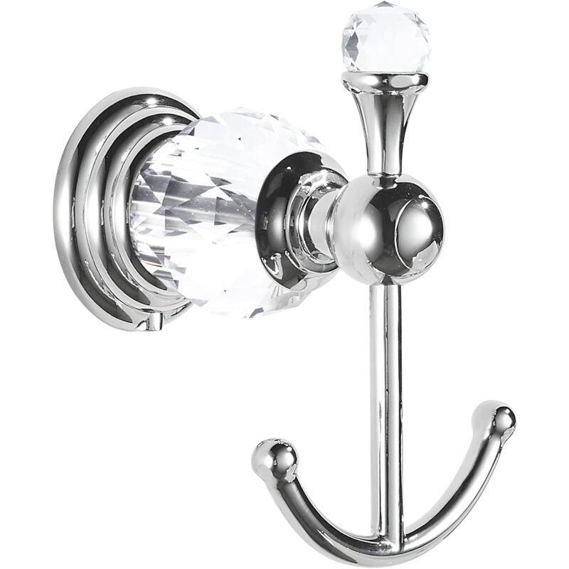 Kristallverchromte Handtuchhaken, Bademantelhaken, Doppelte Silberne Badezimmer-kleiderhaken, Moderne Wandmontage