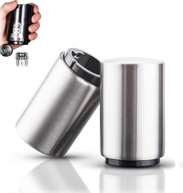 2er-pack Flaschenöffner Mit Druckmechanismus, Automatischer Bierflaschenöffner Aus Edelstahl, Sofortiger Verschlussloser Flaschenöffner, Praktisches Küchengerät, Barzubehör, Geschenkidee