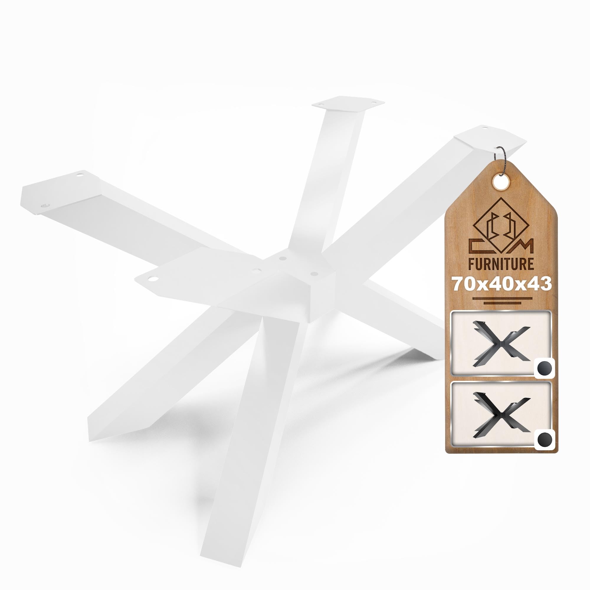 Cm Furniture Spider Tischbeine – Weiß – Höhe 43 Cm – Couchtischbeine – Stahlgestell – H 43 X B 40 X L 70 Cm – Esstischbeine, Einfache Montage Durch Eine Person