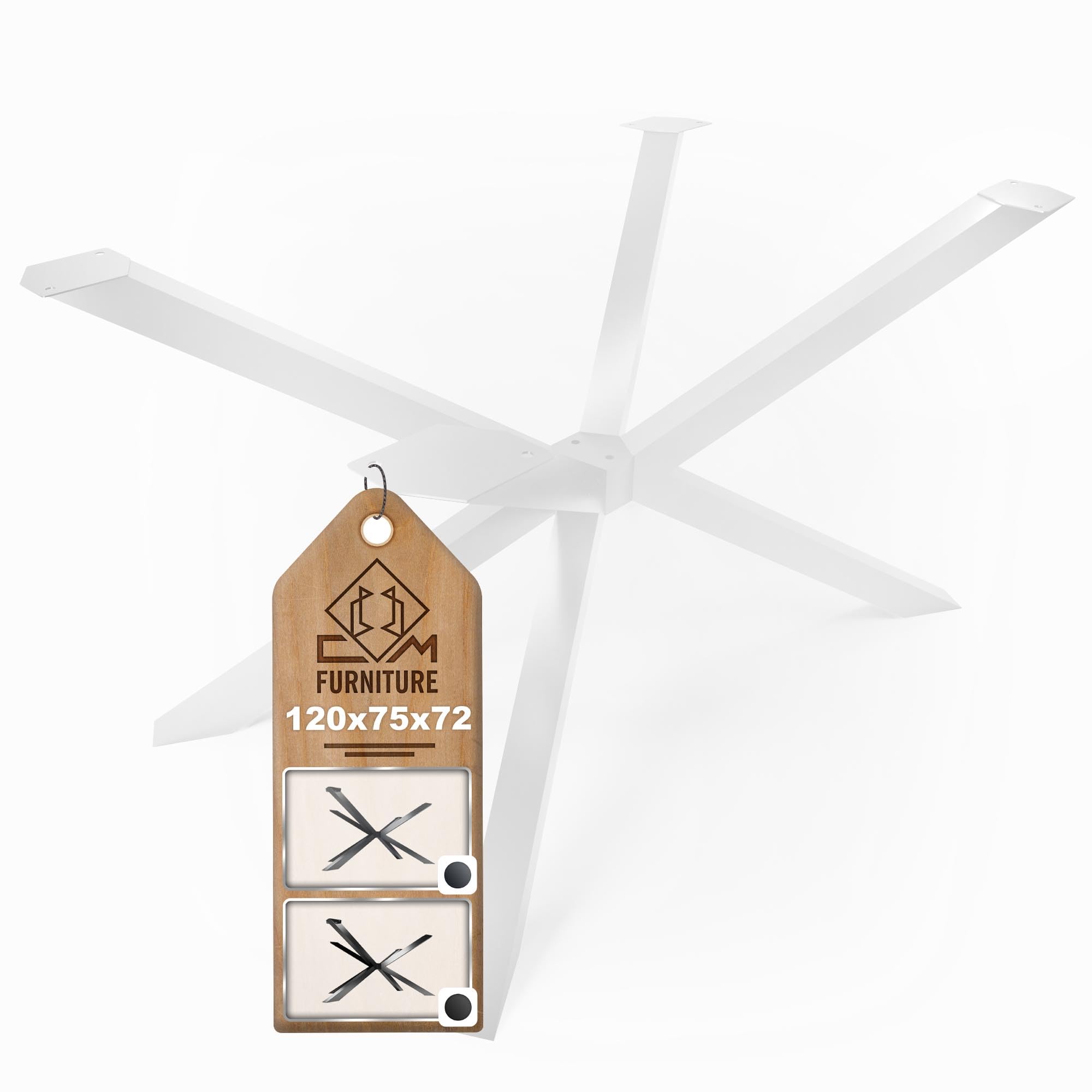 Cm Furniture Spider Tischbeine – Weiß – Höhe 72 Cm – Couchtischbeine – Stahlgestell – H 72 X B 75 X L 120 Cm – Esstischbeine, Einfache Montage Durch Eine Person