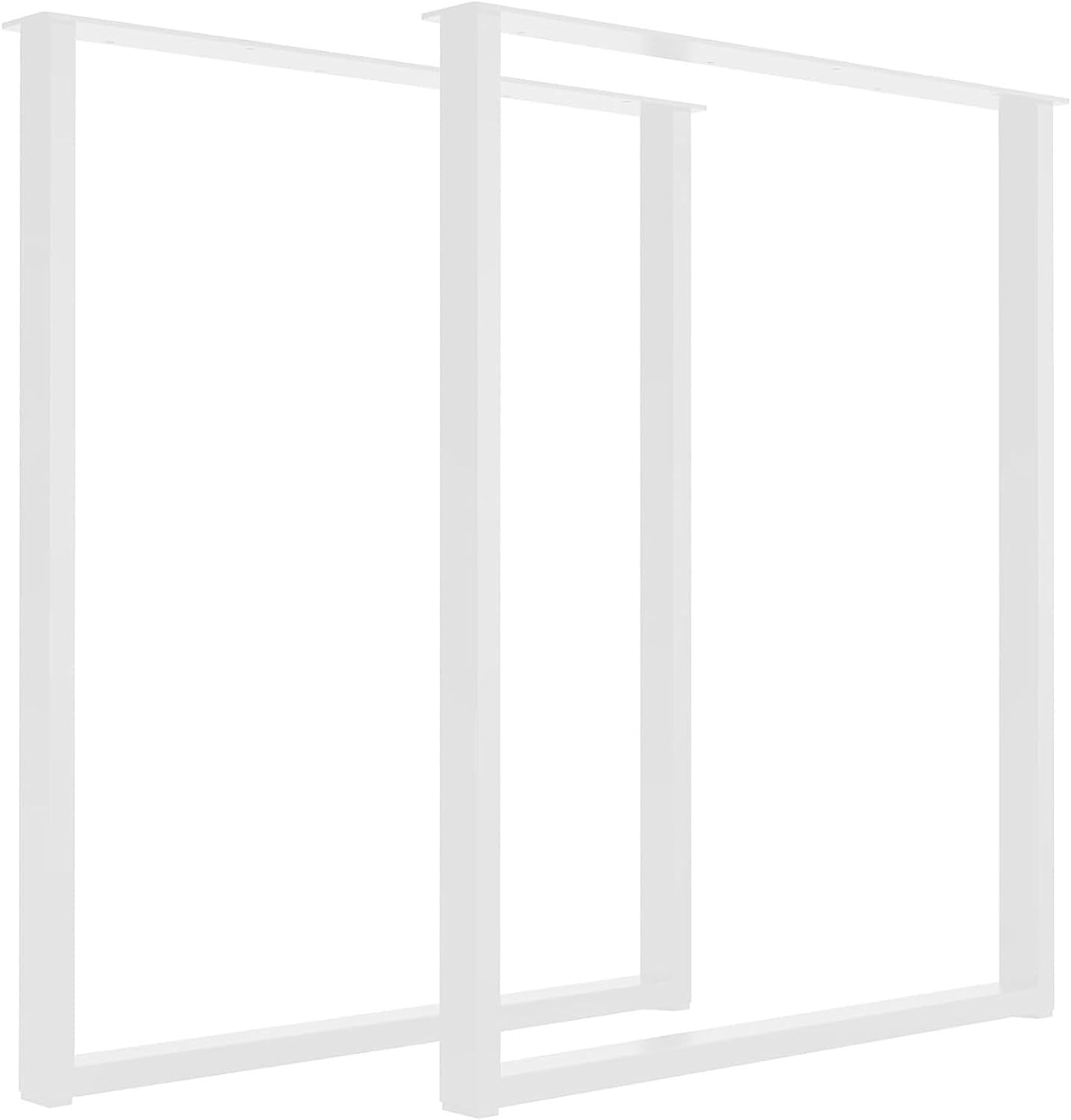 Cm Furniture 2x Metall-tischbeine - Weiß - 43 Cm Höhe - 43 X 43 Cm - Rechteckige, Stabile Tischbeine - Pulverbeschichtet - Möbelgleiter, Für Esstische, Bänke, Tischgestelle