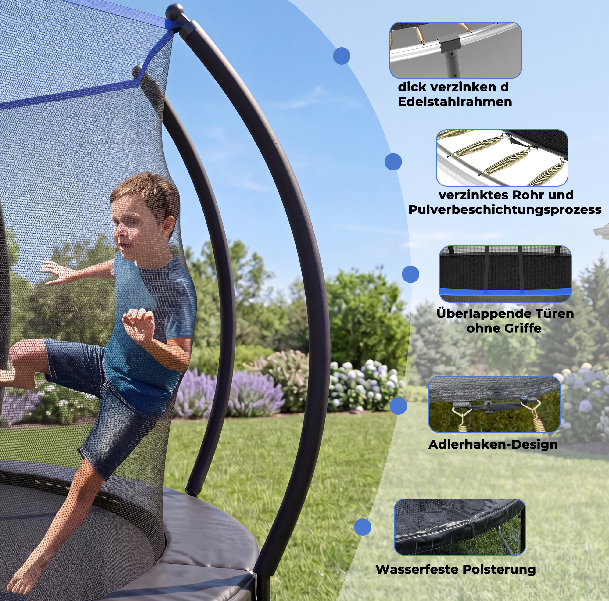 Okwish Kindertrampolin Für Draußen 7,5 Fuß Mit Sicherheitsnetz Und Leiter