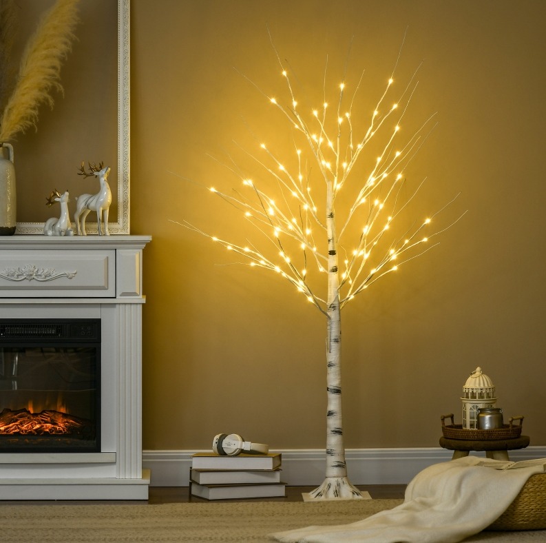 Künstlicher Birkenbaum Mit Warmweißen Leds Und Flexiblen Zweigen, 150 Cm