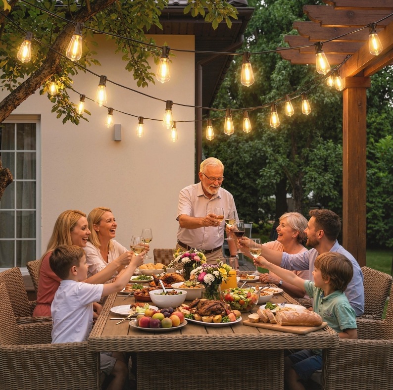 18 M Led-lichterkette Mit 50 St38-lampen, Verbindbar, Ip44, Schwarz Okwish