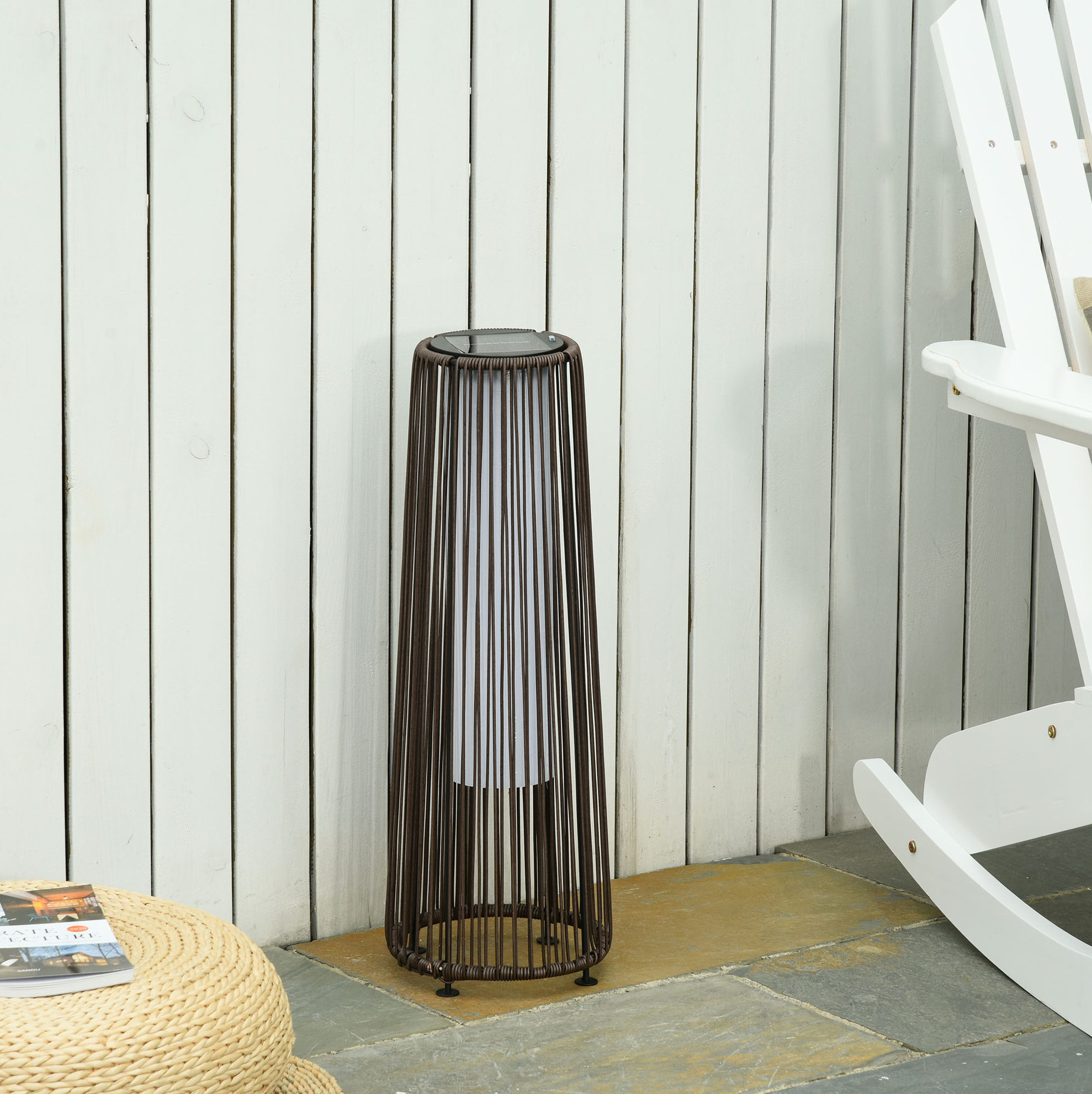 Led-solar-gartenleuchte In Rattanoptik, Braun, 61 Cm