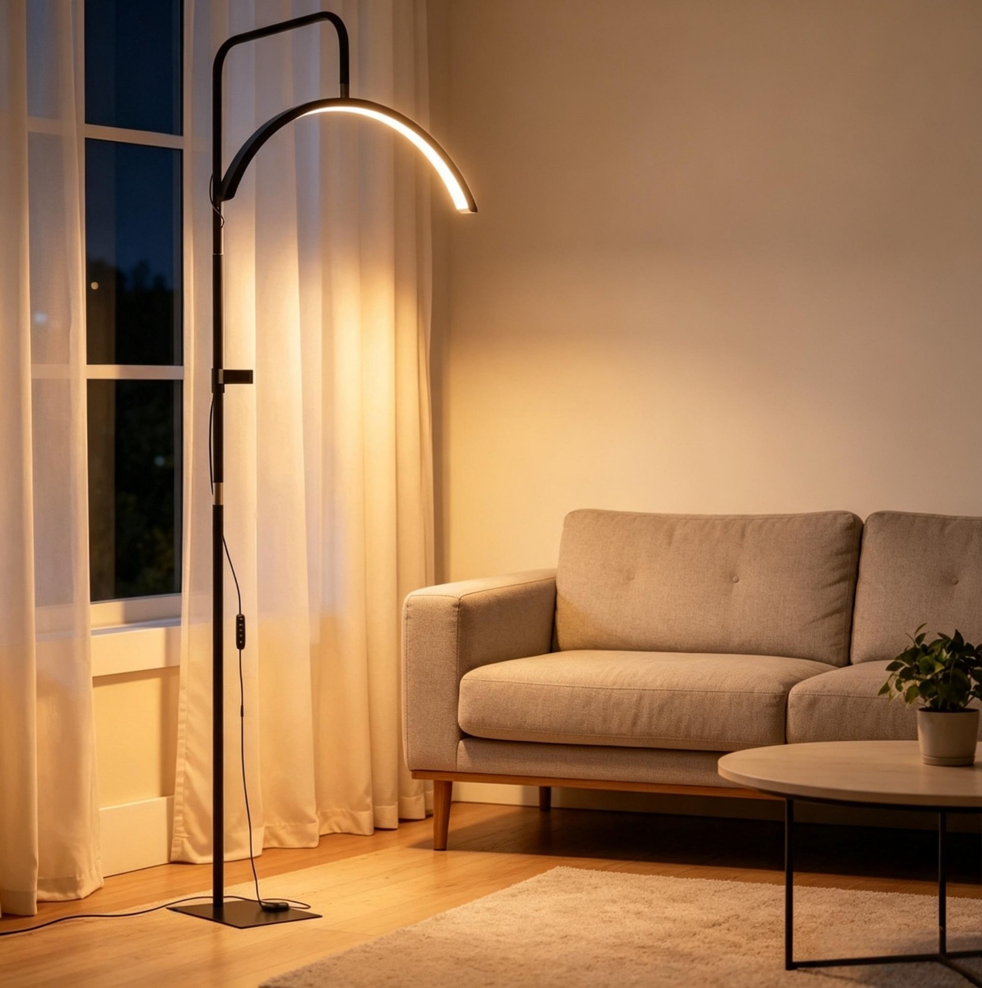 Led-stehleuchte Halbmond 36 W Dimmbar 350° Schwenkbar Höhenverstellbar Schwarz Okwish