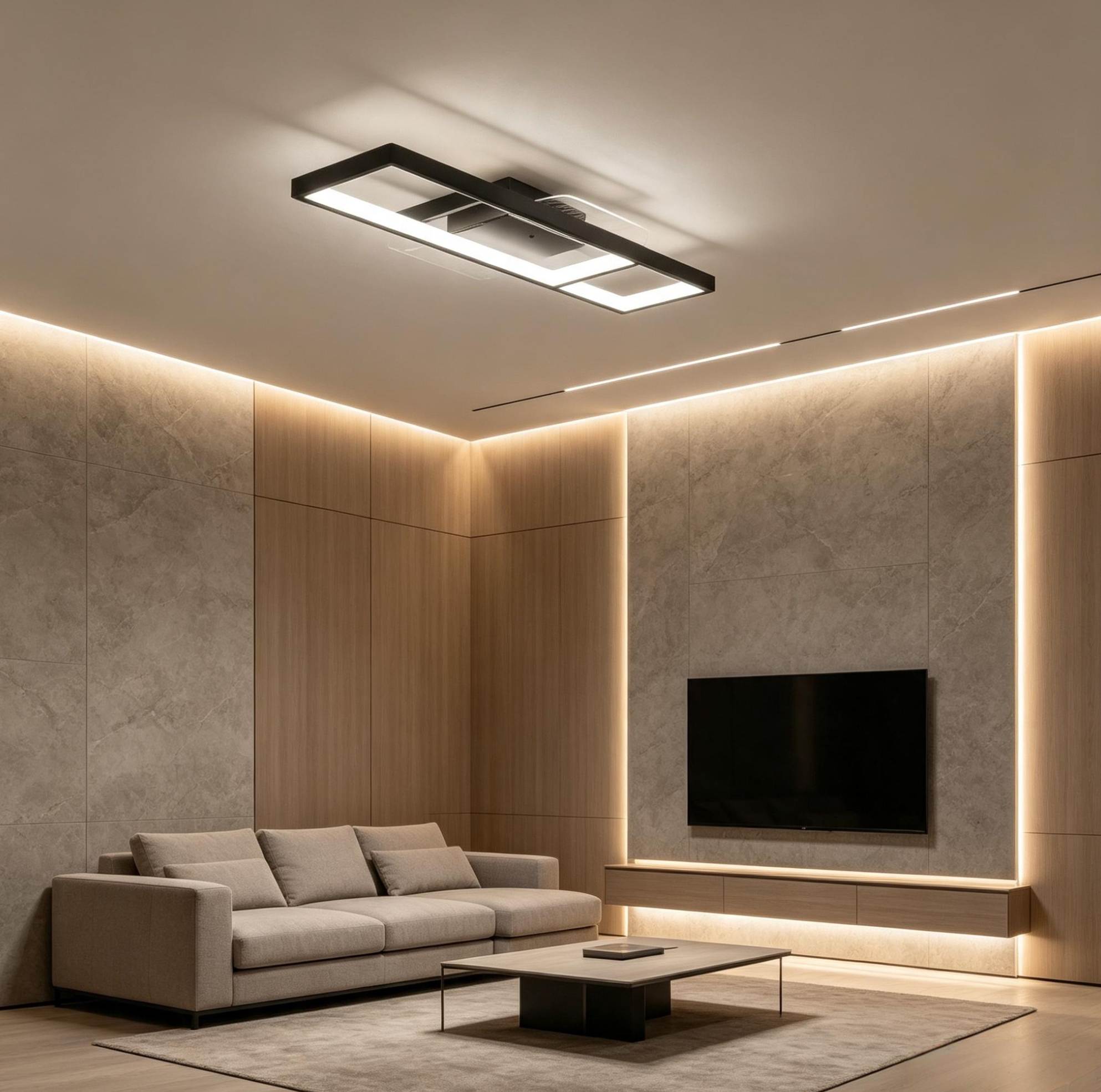 Rechteckige Led-deckenleuchte 43 W 4600 Lm 70 X 30 Cm Schwarz Okwish