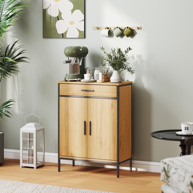 Industrie-badezimmerschrank Aus Mdf Und Stahl In Eichenoptik, 60 X 30 X 80 Cm