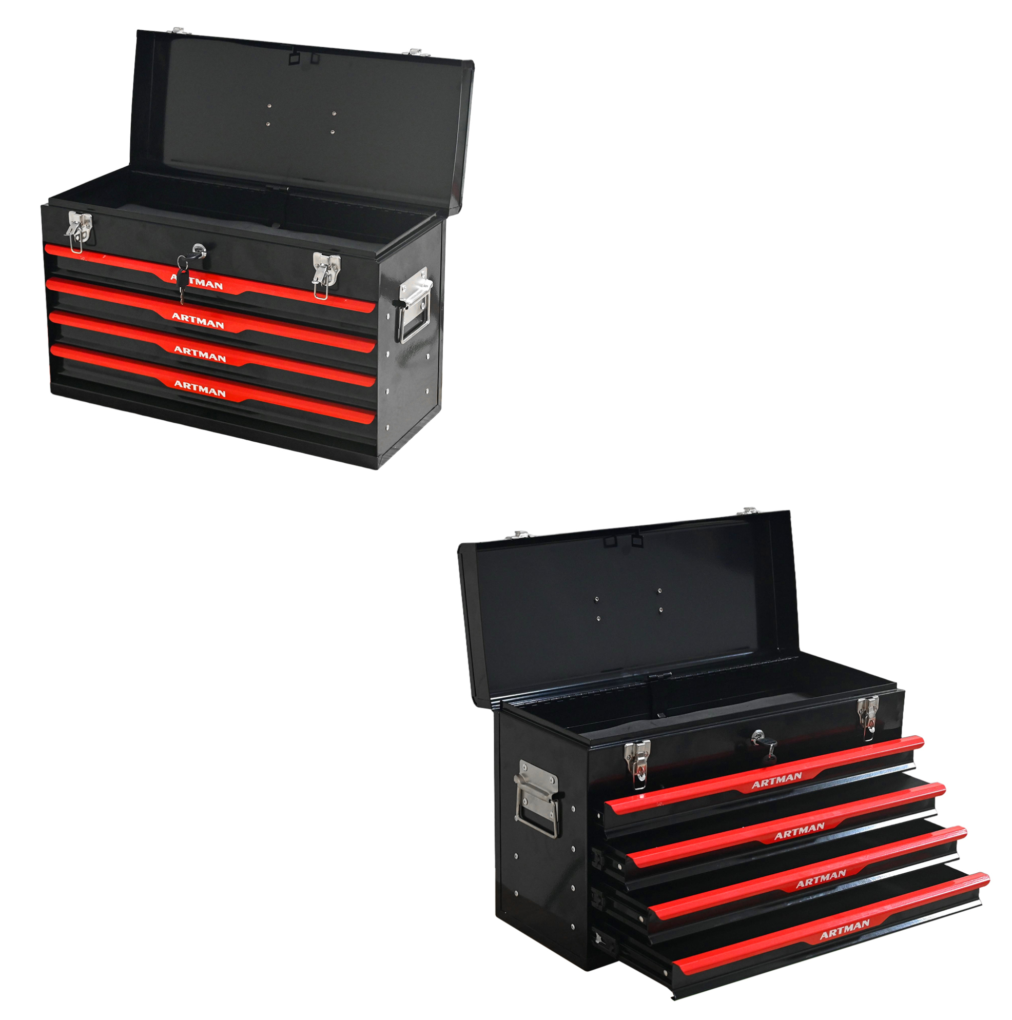 20-zoll-stahl-werkzeugkoffer Mit Schubladen, 53,2 X 22,3 X 34,5 Cm, Schwarz