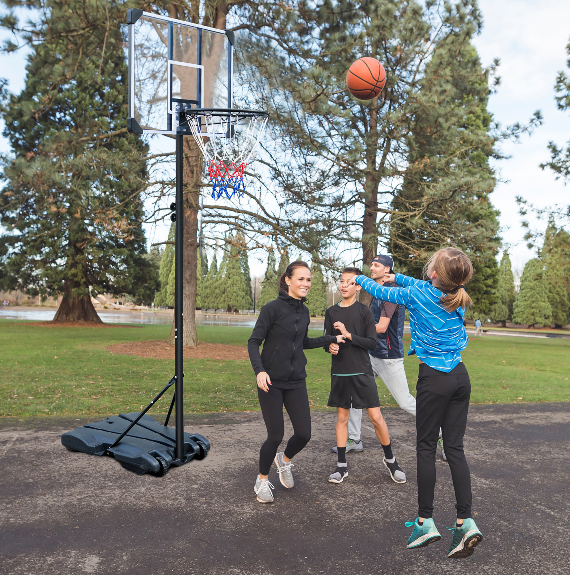 Tragbarer Basketballkorb Höhenverstellbar 164,59–213,36 Cm Mit Rollen Okwish
