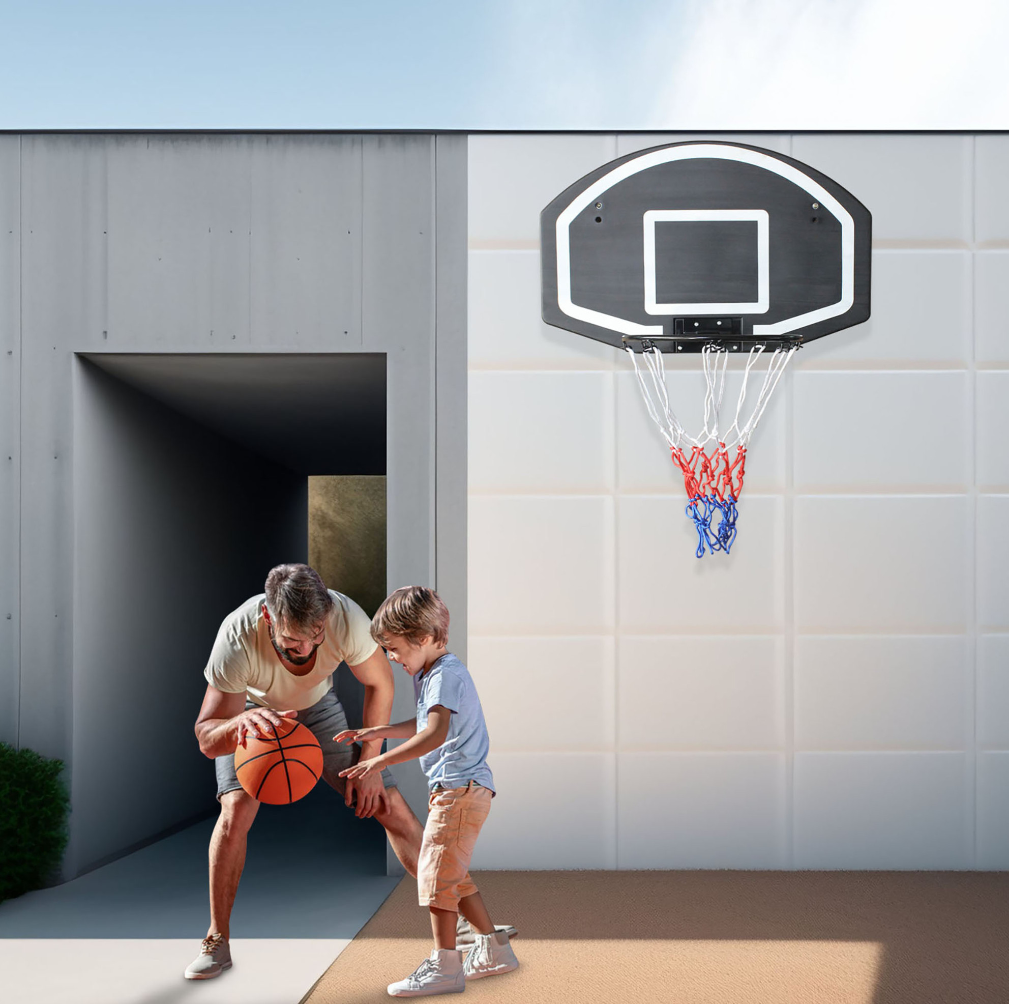 Wandbasketballkorb Mit Pe-rückwand 72,39 X 45,72 Cm Schwarz Okwish