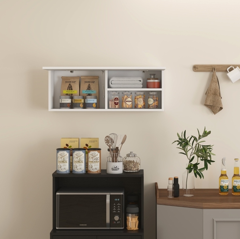 Okwish Hängender Badschrank Weiß 80 X 25 X 30 Cm Mit Klapptür Und Gasdruckdämpfer