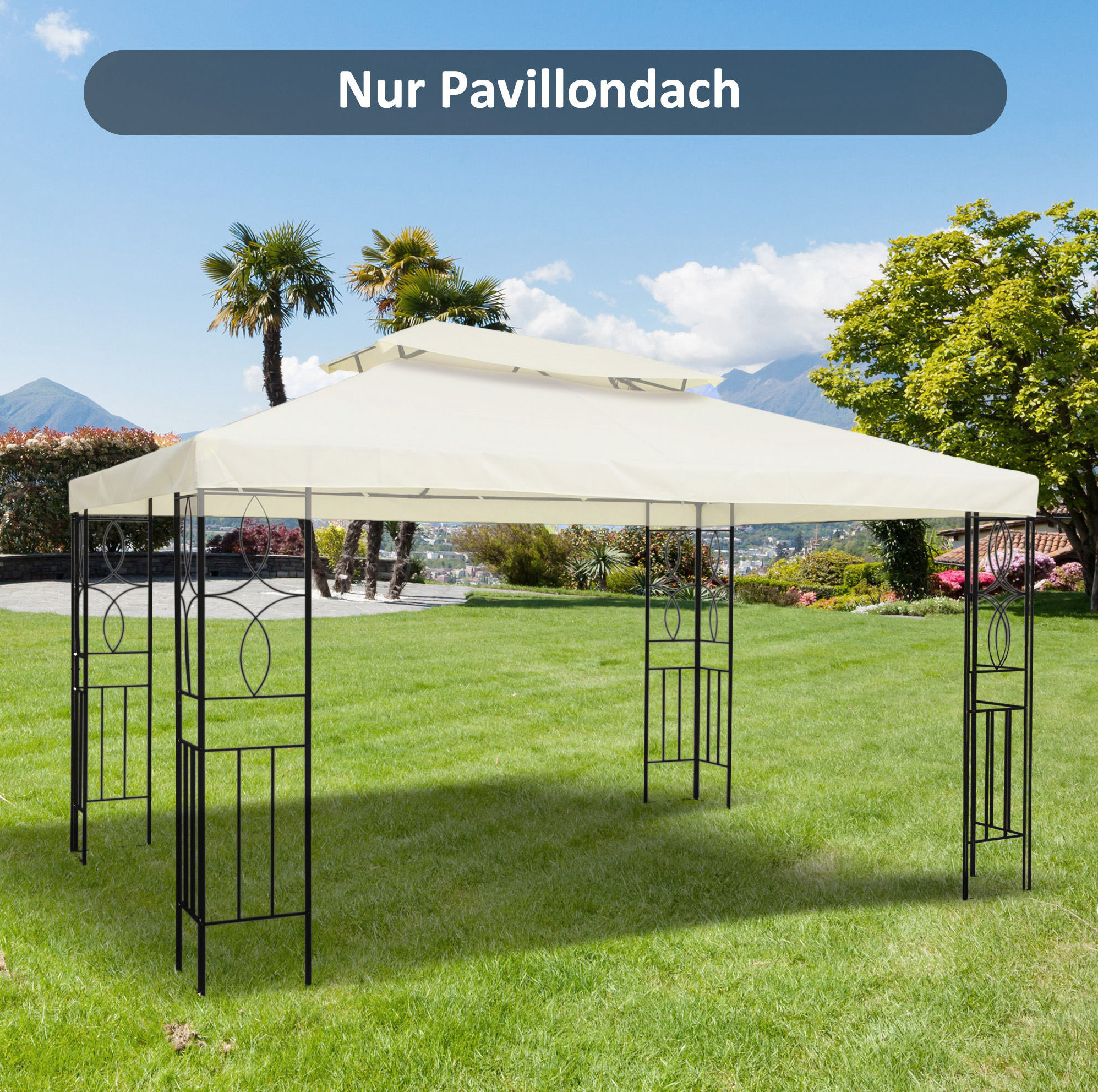 Ersatzdach Für Pavillon 4 X 3 M Mit Belüftungsöffnung, Polyester Creme