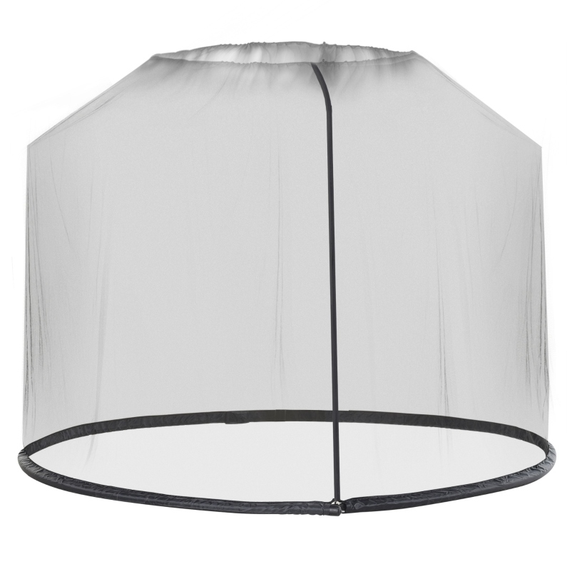 Runde Sonnenschirm-moskitonetz Mit Kordelzug Und Seitenzipper, Ø300 X H230 Cm, Schwarz, Okwish