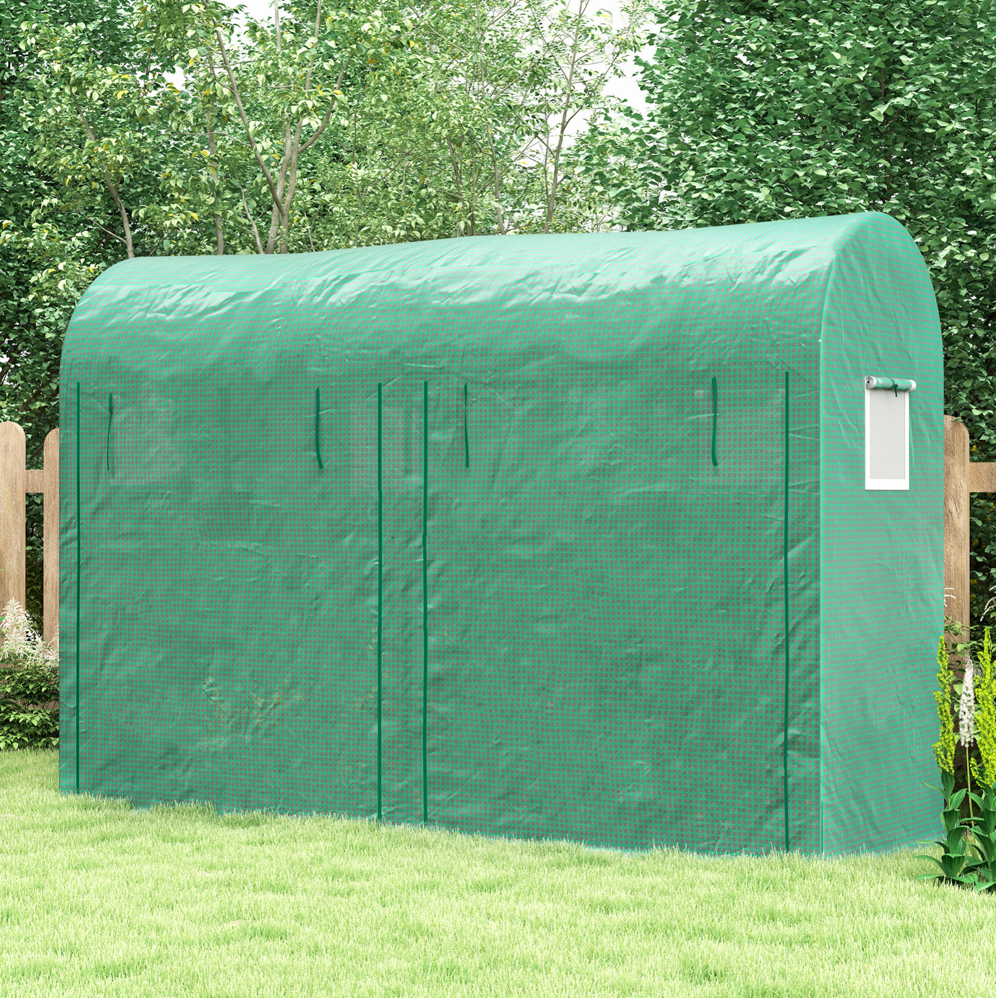 Pe-gewächshaus Mit Stahlrahmen Und 4 Fenstern 300 X 100 X 200 Cm Grün