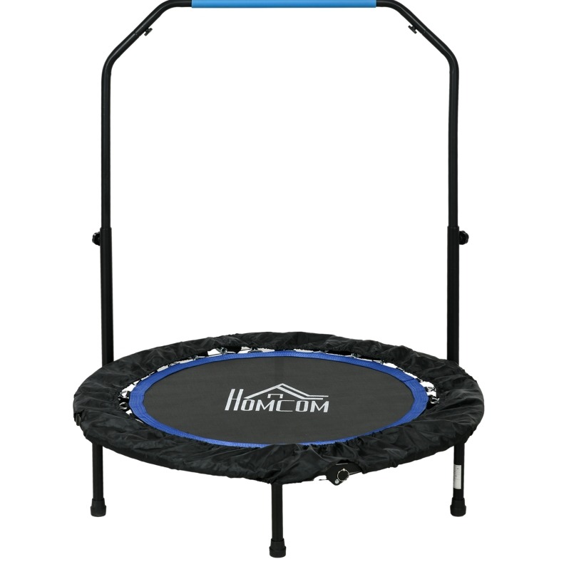 Klappbares Fitness-trampolin Mit 4-fach Verstellbarem Griff Ø102 X 99–123 Cm Schwarz/blau Okwish