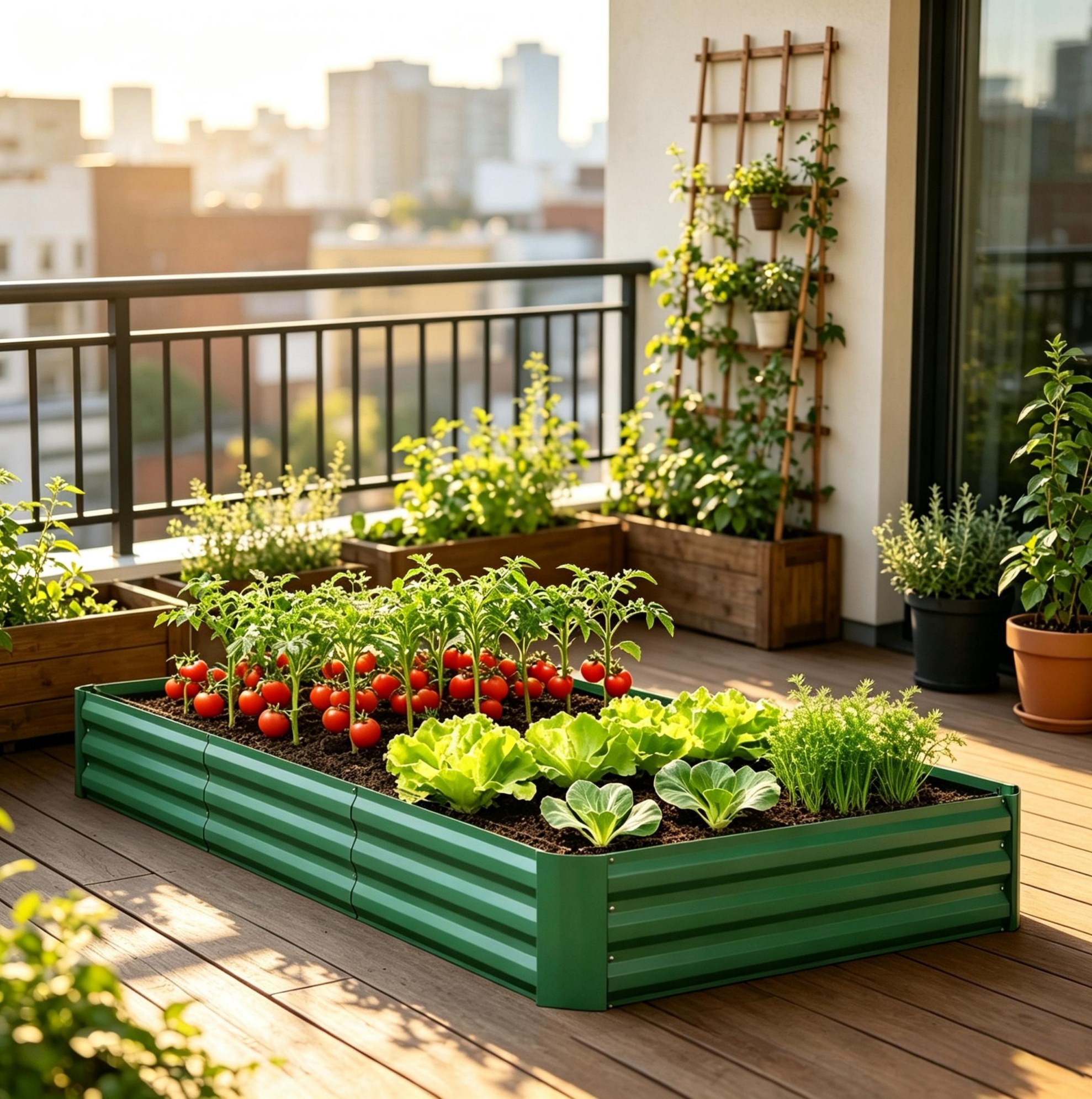 Okwish Garten-hochbeet Aus Verzinktem Stahl 240 X 120 X 30 Cm Grün