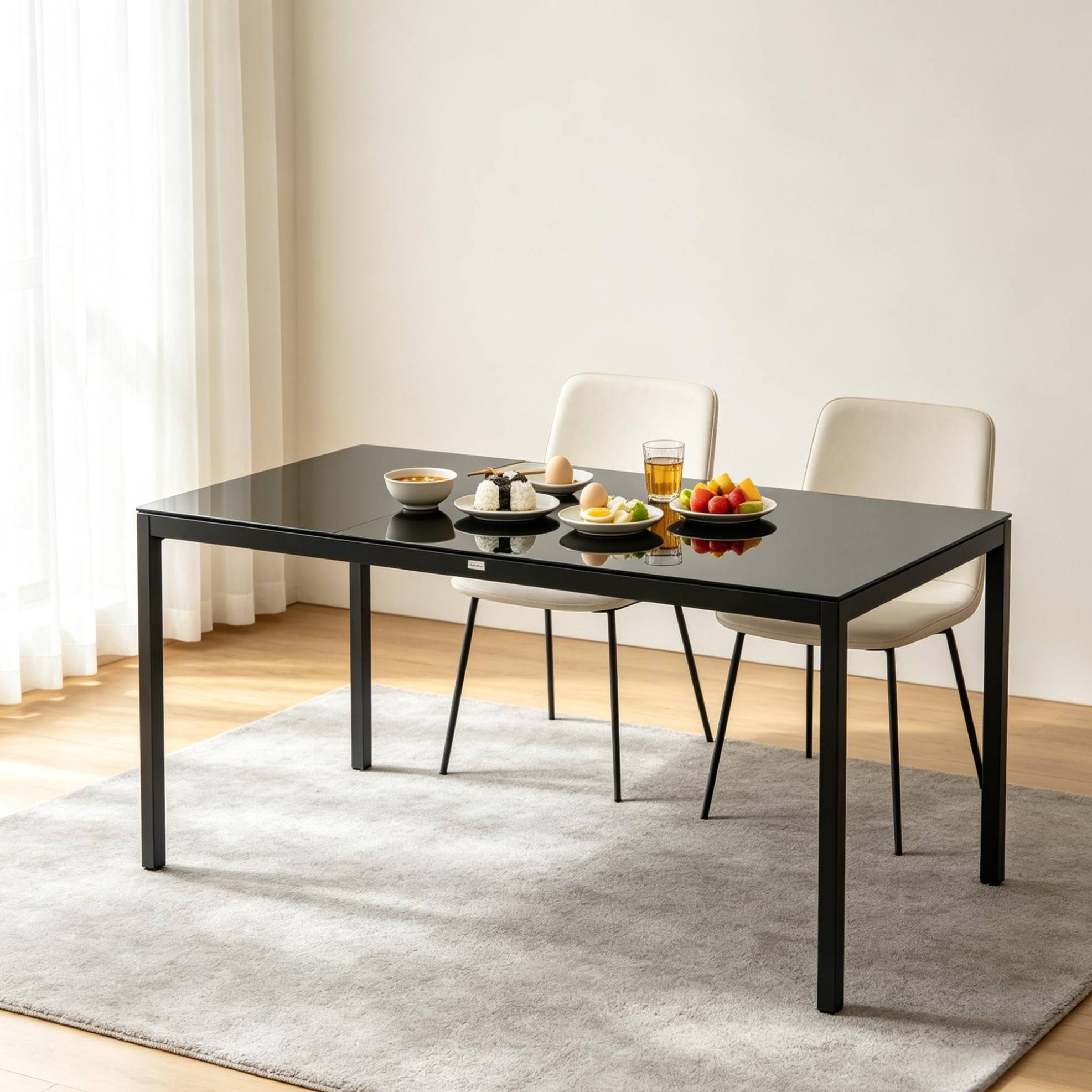 Rechteckiger Gartentisch Aus Aluminium Und Schwarzem Sicherheitsglas 180 X 80 X 72 Cm Okwish