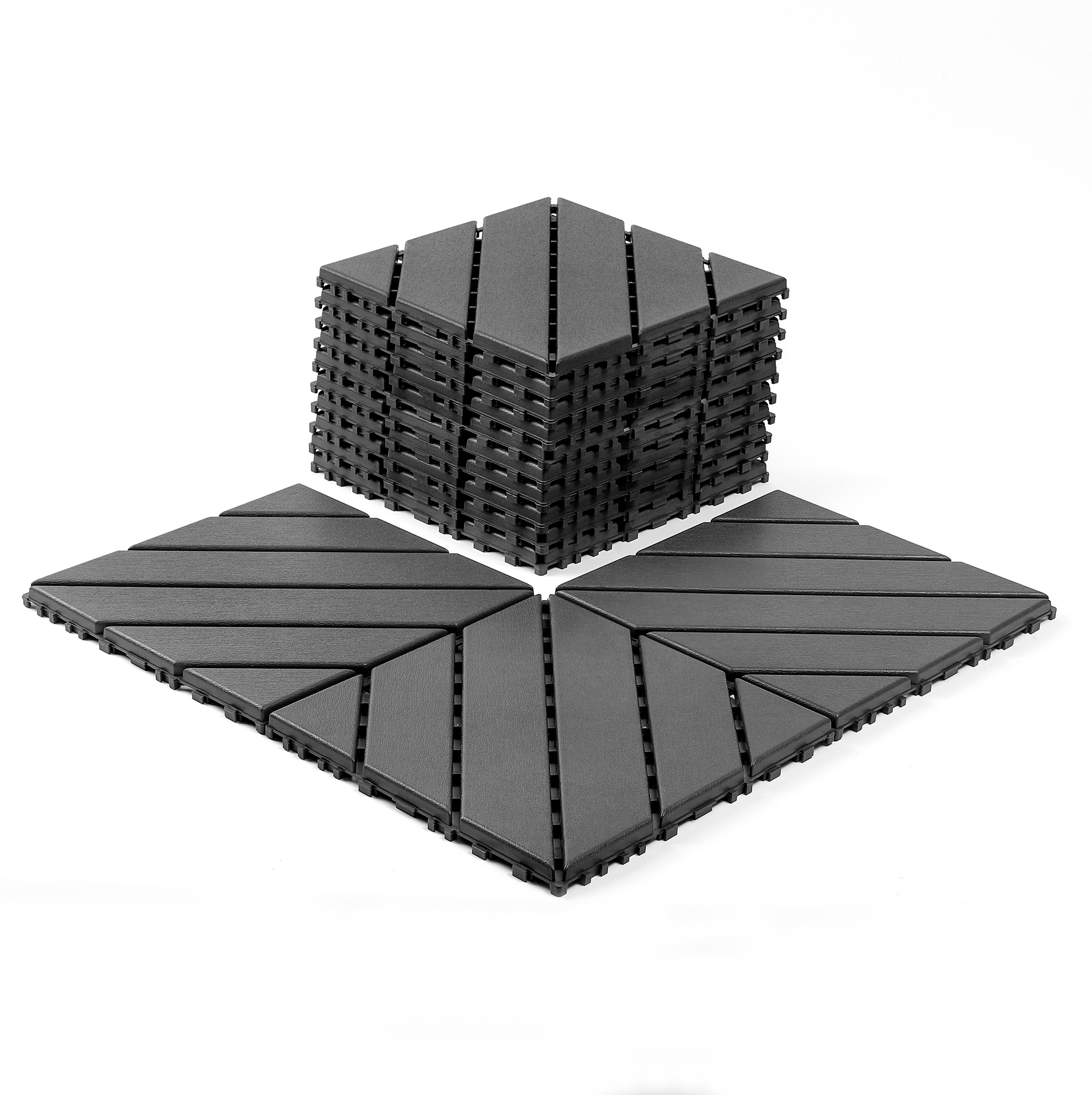 Okwish Steckfliesen Aus Polypropylen Für Außen, 44 Stück, 30,5 X 30,5 Cm, Dunkelgrau