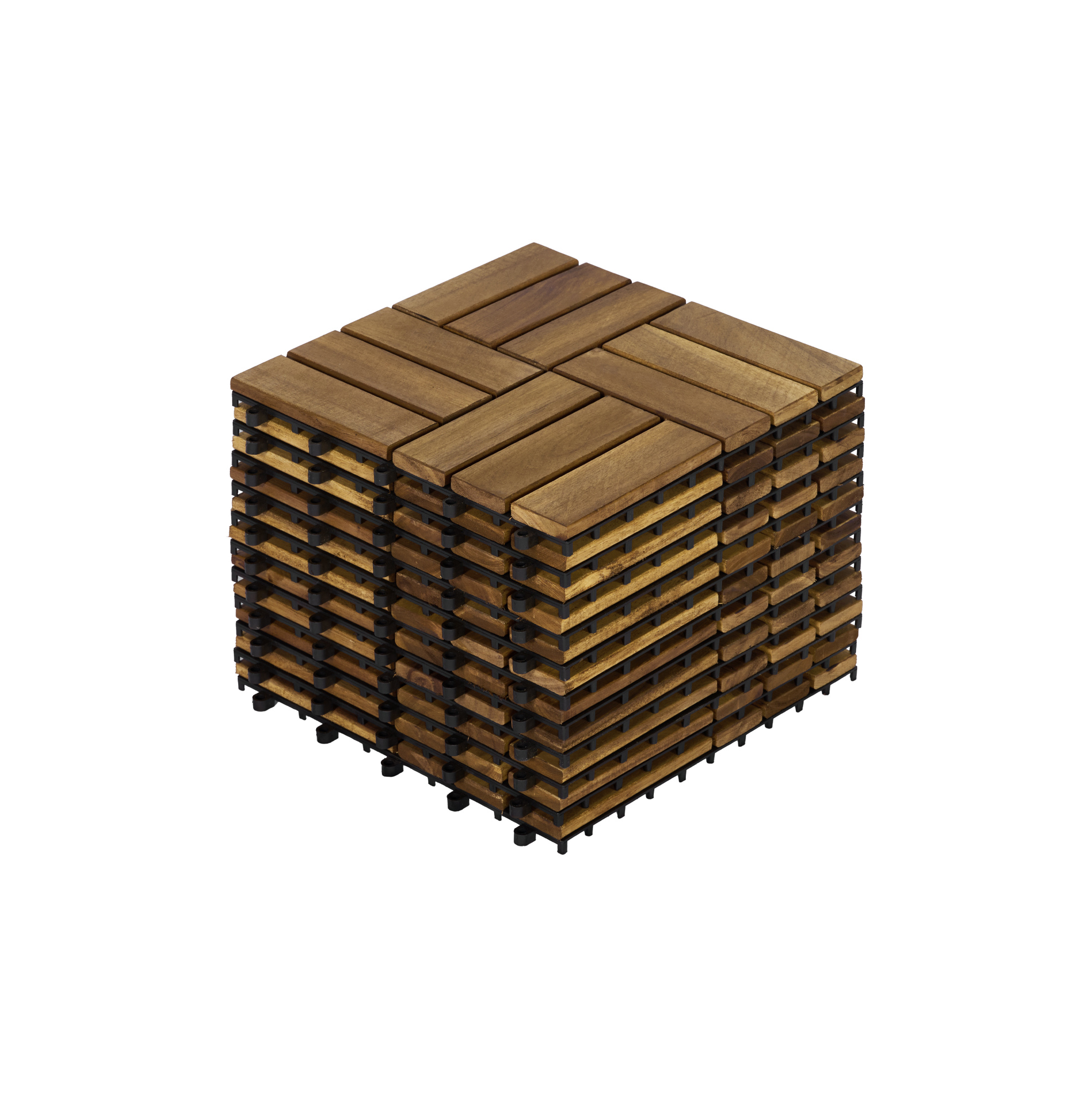 Klickfliesen Für Außen Aus Gelbem Akazienholz 30 X 30 Cm, Set Mit 11 Stück
