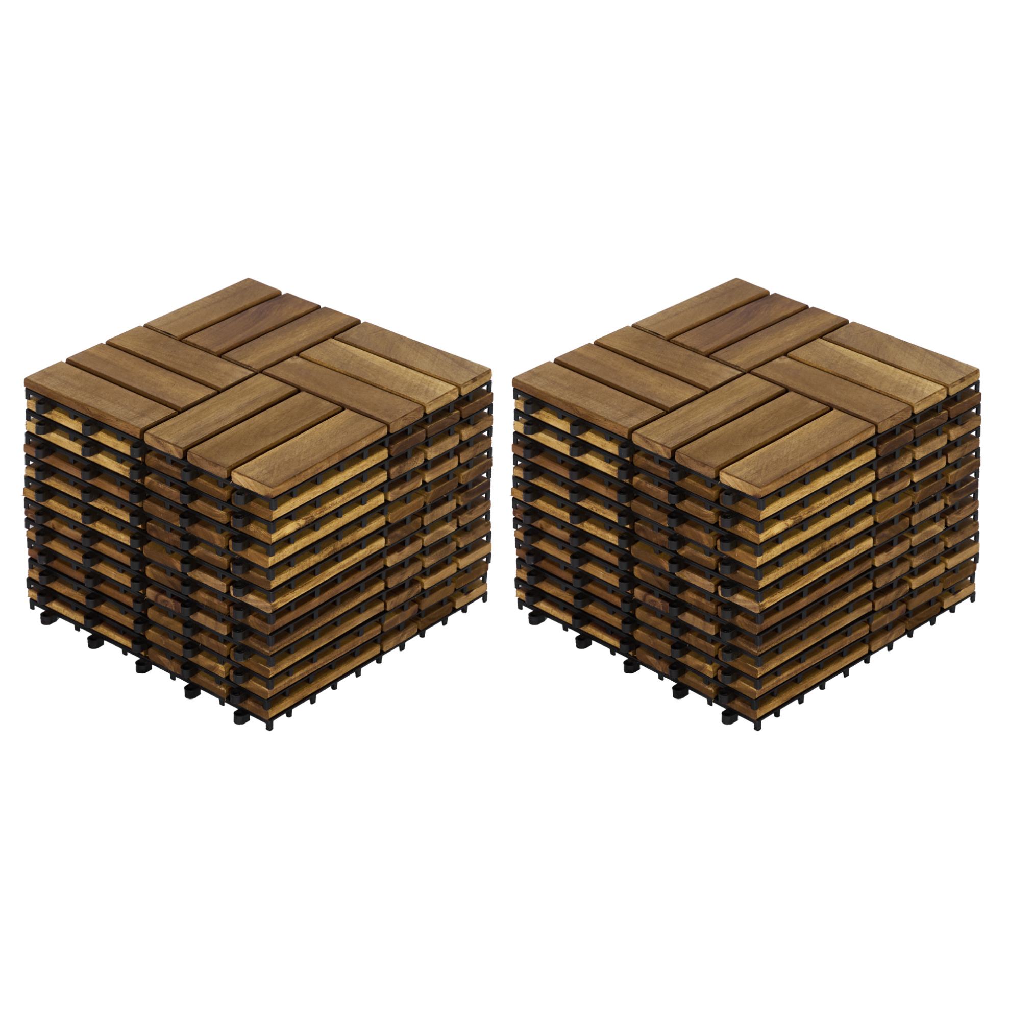 Gelbe Akazienholz-klickfliesen Für Außen, 30 X 30 Cm, Set Mit 22 Stück