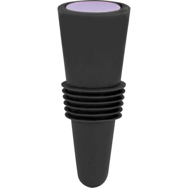 Weinstopper Aus Lebensmittelechtem Silikon Und Edelstahl, 6,1 X 2,35 Cm, Schwarz – Wiederverwendbar Und Dekorativ